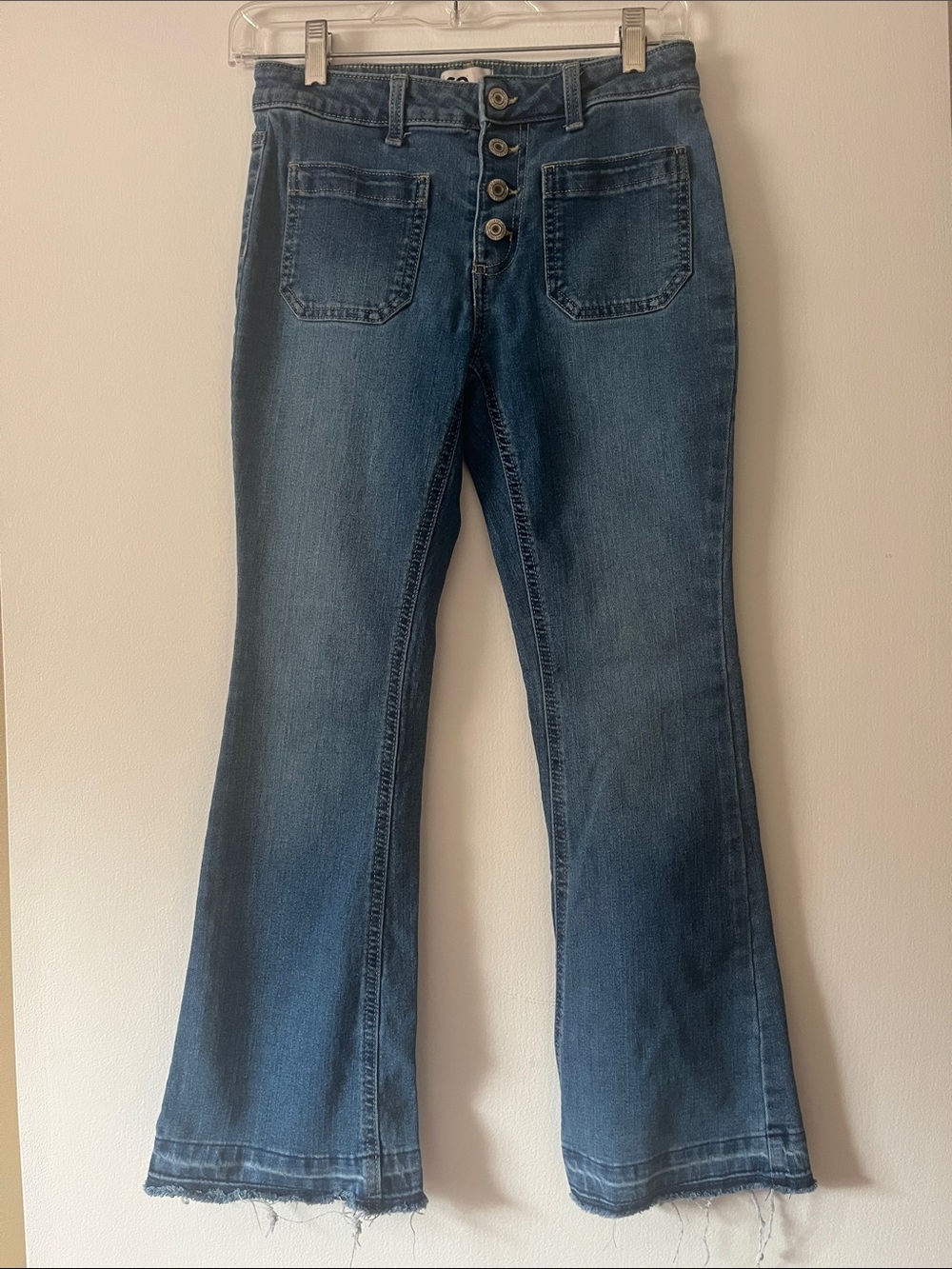 SO Girl’s Blue Flared Button-Fly Jeans